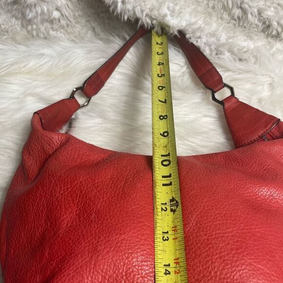 B Makowsky leather orange Hobo bucket style shoulder bag  silver tone hardwares - Picture 10 of 15